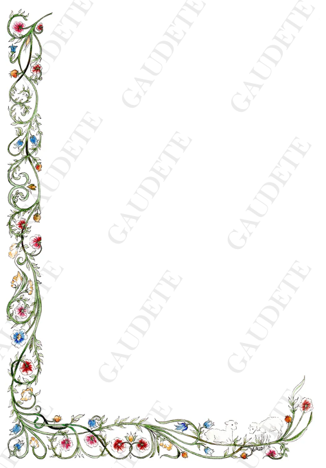 Semi cadre floral, agneaux