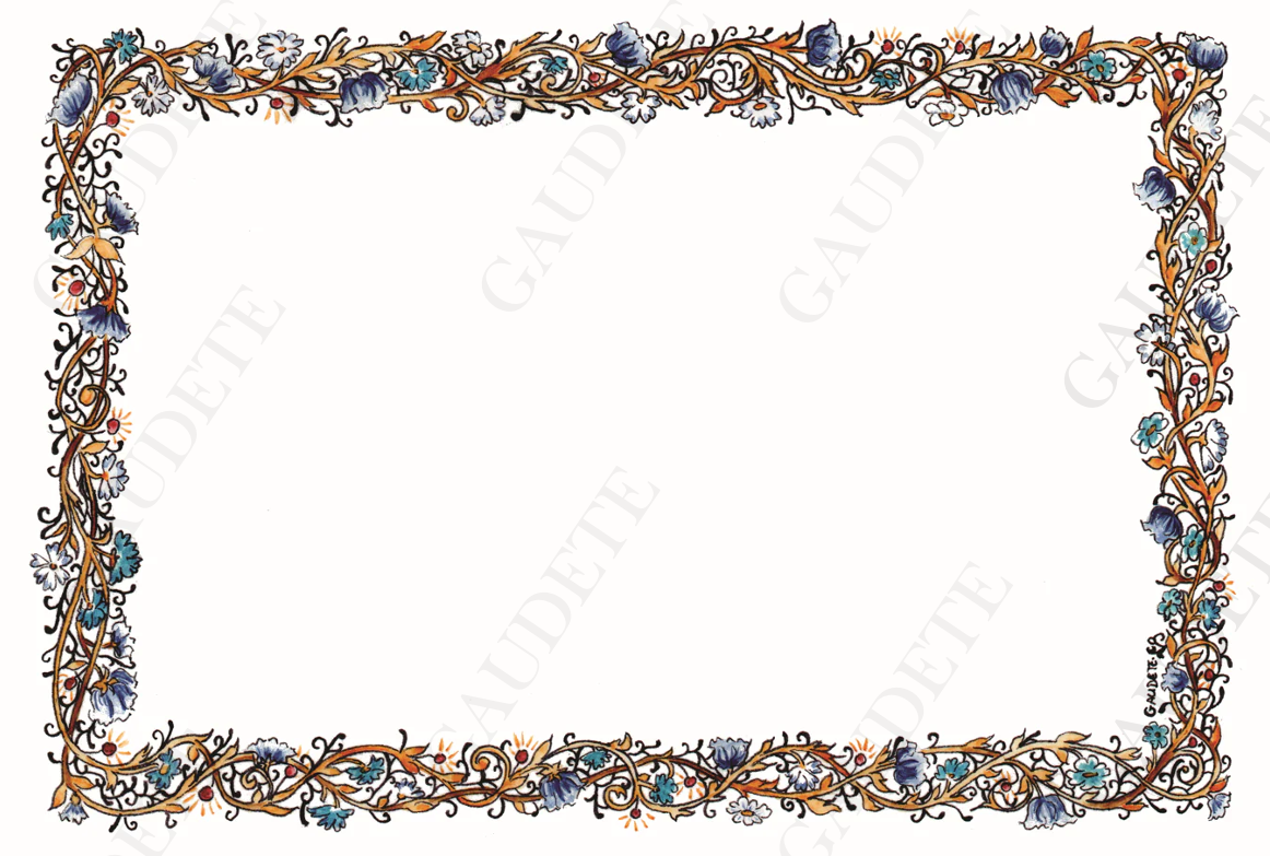 Cadre fleurs bleues A6
