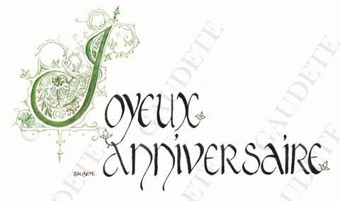 Joyeux anniversaire lettrine verte