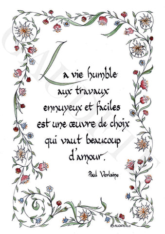 la vie humble au travaux ennuyeux et faciles est une oeuvre de choix qui vaut braucoup d'amour poème de Paul Verlaine 